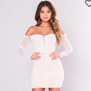 New Fashion Nova White Mesh Dress